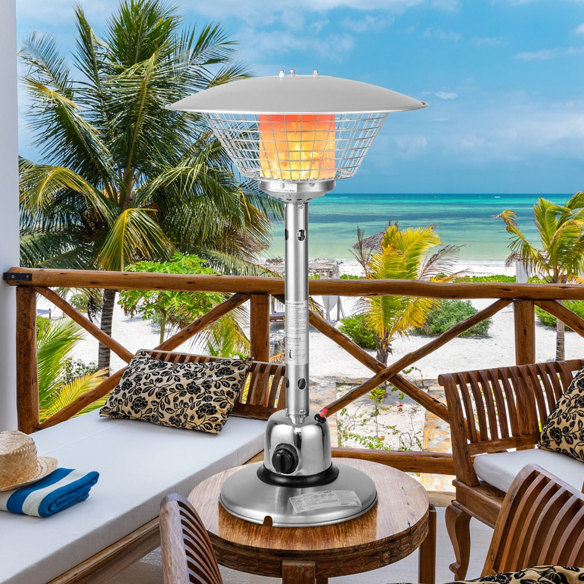 Riscaldatore per giardino a gas propano con protezione antigoccia e antiraffreddamento, Riscaldatore da 4000W-Stufe a fungo