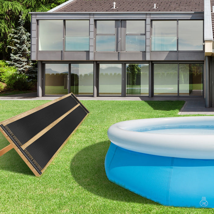 Riscaldatore solare per piscina in PE da 2pcs, Pannelli collettori solari resistenti alle intemperie 5x0,75m-Nuotare
