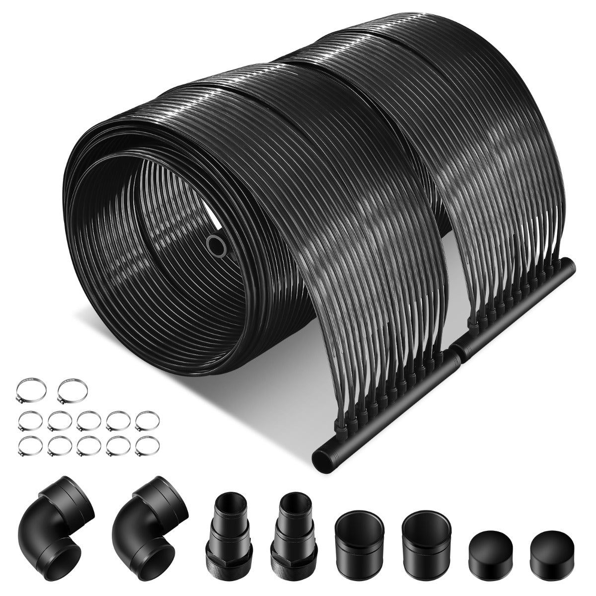 Riscaldatore solare per piscina in PE da 2pcs, Pannelli collettori solari resistenti alle intemperie 6x0,75m-Nuotare