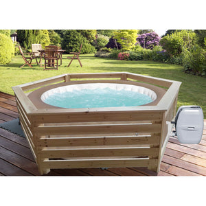 Rivestimento in Legno Abete Massiccio di Forma Esagonale per Spa e Piscine Diametro 180-205 cm