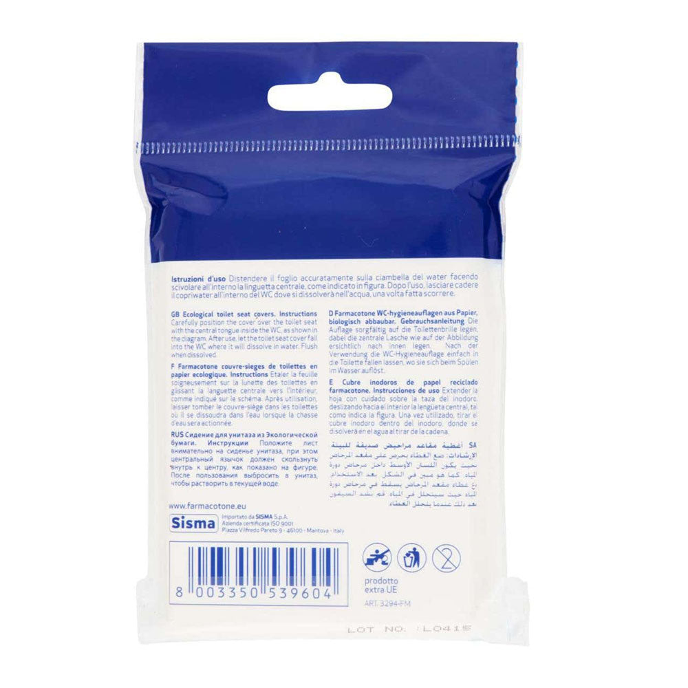 Farmacotone copriwater di carta ecologico 12 buste da 10 copriwater ciascuna