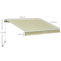 Tenda da Sole a Bracci per Esterno con Manovella, Metallo e Poliestere, 3x2.5m Beige