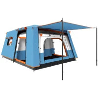 Tenda da Campeggio per 4-6 Persone con 2 Stanze e Veranda, Impermeabile e UPF 30+, Borsa di Trasporto, Blu