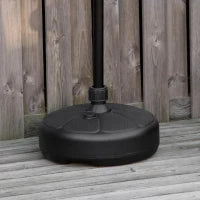 Base per Ombrellone Rotonda in Plastica Riempibile con Acqua e Sabbia, per Pali da 38 mm, Ø38 cm, Nero