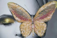 Stampa Su Tela Con Applicazioni -B- Butterly  Cm 80X3.8X120