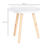 Tavolino da Salotto Rotondo con Bordo Rialzato in Legno, Φ40x40.5cm - Bianco e Oro