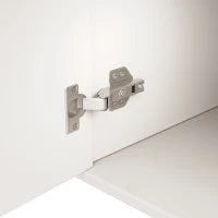 Credenza cucina design unico a onde con 4 ante e 2 cassetti, maniglie e piedi dorati, in MDF, 152×40×75 cm, Bianco