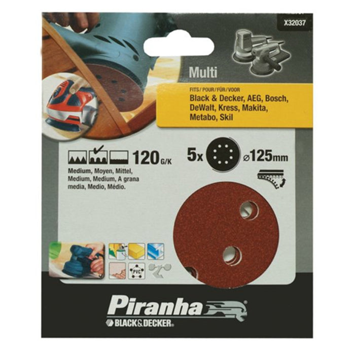 Black+decker5 dischi abrasivi rotorbitale grana 120 125 mm x32037