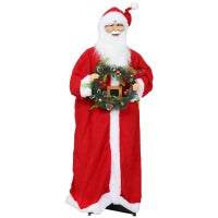 Statuetta di Babbo Natale in piedi, con attivazione vocale, musica festosa, braccia flessibili, 110 cm, rosso