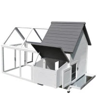 Gabbia per Galline con Corsa Tetto Impermeabile da Giardino, Pollaio per Galline Ovaiole da Esterno in Legno 166 x 124 x 112 cm