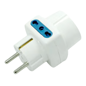 Adattatore bianco spina schuko 2 prese bipasso 1 presa schuko 16 ampere ecova
