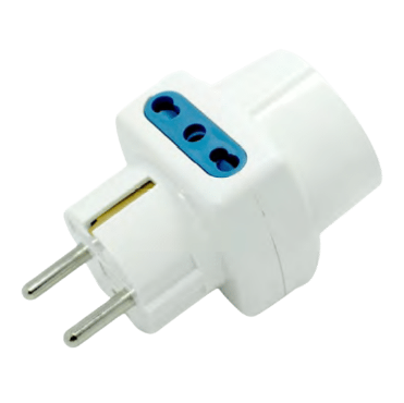 Adattatore bianco spina schuko 2 prese bipasso 1 presa schuko 16 ampere ecova