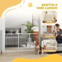 Cancellino per Cani a 3 Estensioni con Larghezza Regolabile 74-148 cm e Chiusura Automatica, Bianco