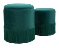 Puff Contenitore Lines Coppia Verde Cm Ø  35X42-30X32