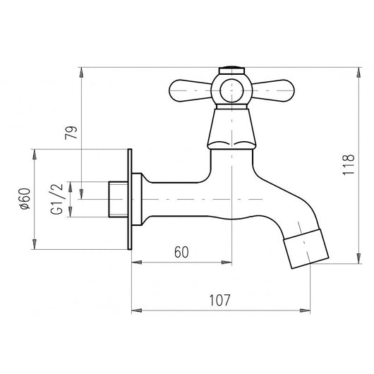 Rubinetto retrò da parete in bronzo con maniglia in ceramica