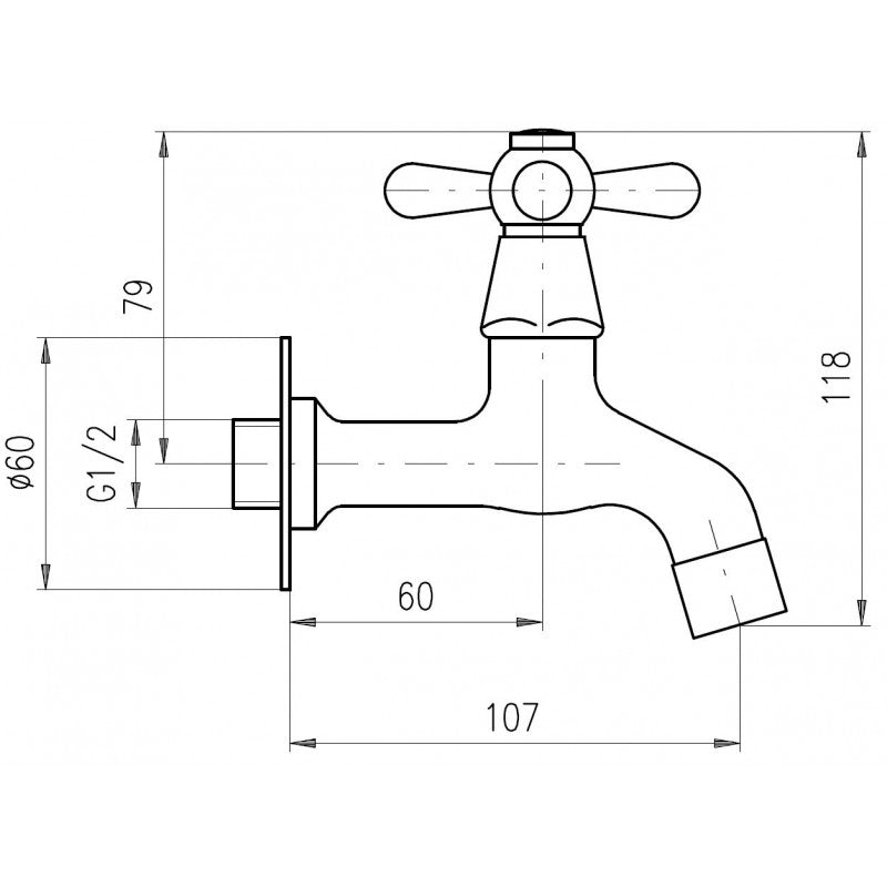 Rubinetto da parete retrò in bronzo