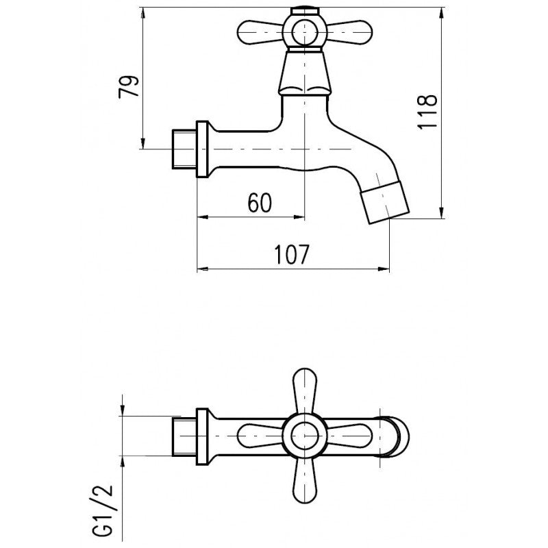 Rubinetto da parete retrò Tap in Chrome