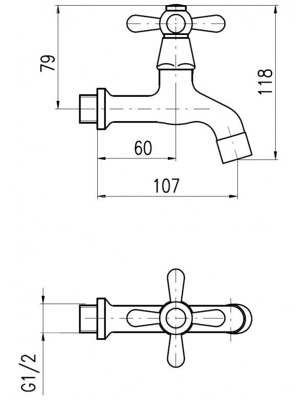 Rubinetteria retrò a parete in ottone