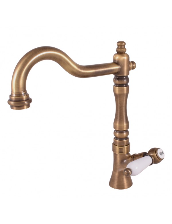 Rubinetto rubinetto in bronzo retrò con manico in ceramica