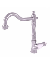 Rubinetto cromato retrò con maniglia in ceramica