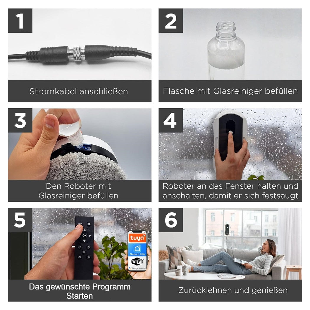 Trade Shop - Robot Pulizia Finestra Con Spruzzo Acqua Intelligente Bifacciale 5600pa Controllo App -