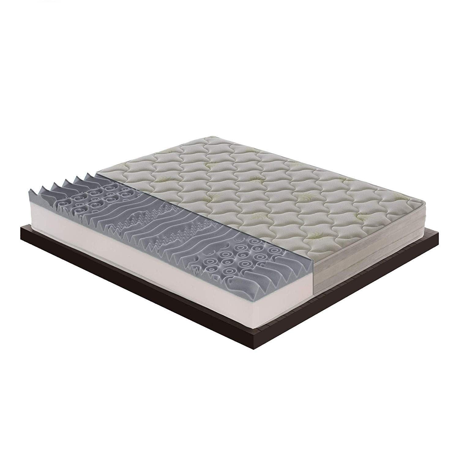 Materasso Piazza e Mezza 140x200 in Memory Foam - Alto 25 cm - 5 cm memory foam - Rivestimento Aloe Gel rinfrescante - Ortopedico