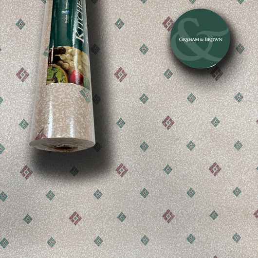 SUPER STOCK  al mq  - Rotolo da 5,2mq (10x0,52mt) di Carta da Parati vinilica Top Quality lavabile ROMBI