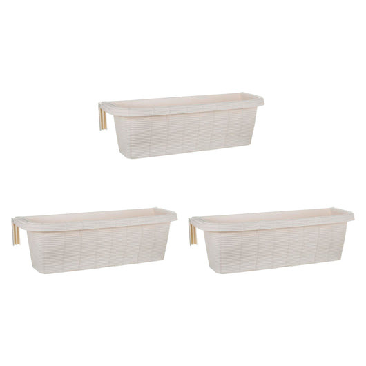 Rondine 60 - set di 3 balconiere intrecciate da 60cm con agganci regolabili e riserva d'acqua Panna