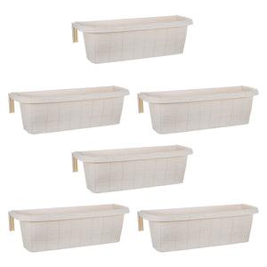 Rondine 60 - set di 6 balconiere intrecciate da 60cm con agganci regolabili e riserva d'acqua Panna