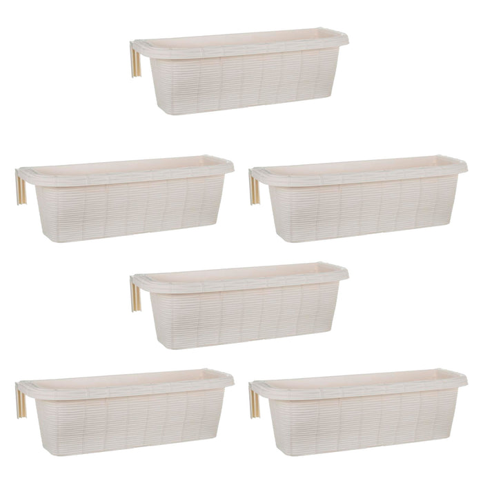 Rondine 60 - set di 6 balconiere intrecciate da 60cm con agganci regolabili e riserva d'acqua Panna