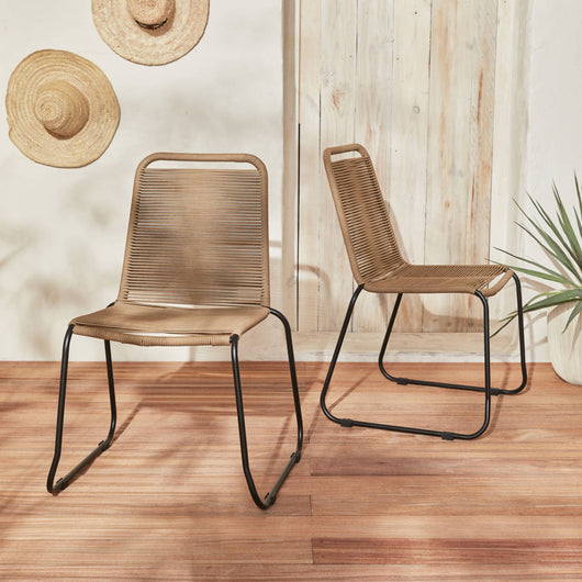 St di 2 sedie da giardino impliabile in corda, beige