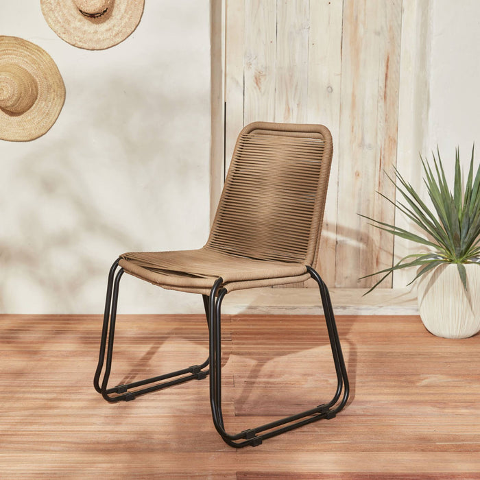 St di 2 sedie da giardino impliabile in corda, beige