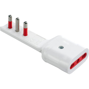 Rosi adattatore extra flat bianco con spina da 16a e bipresa da 2p+t 16a 250v