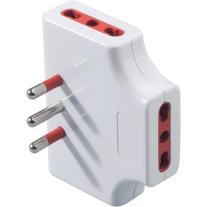 Rosi adattatore triplo bianco con spina da 16a e 3 biprese da 2p+t 16a 250v