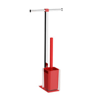 Colonnina portarotolo e scopino WC acciaio inox e resine termoplastiche serie Rainbow Gedy RA32 Rosso Trasparente