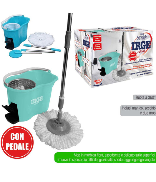 Rotating Roto Mop Mocio Rotante In Microfibra Con Secchio Strizzatore Filtrante         