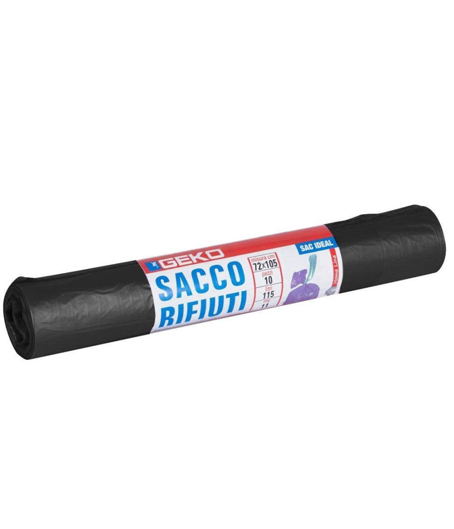 Rotoli Sacchetti Buste Per Spazzatura 115lt 72x105cm Chiusura Con Laccetto Nero         