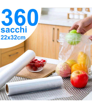 Rotoli Sacchetti Freezer Per Alimenti 360 Sacchi Congelatore Frigo 22x32cm Gelo         