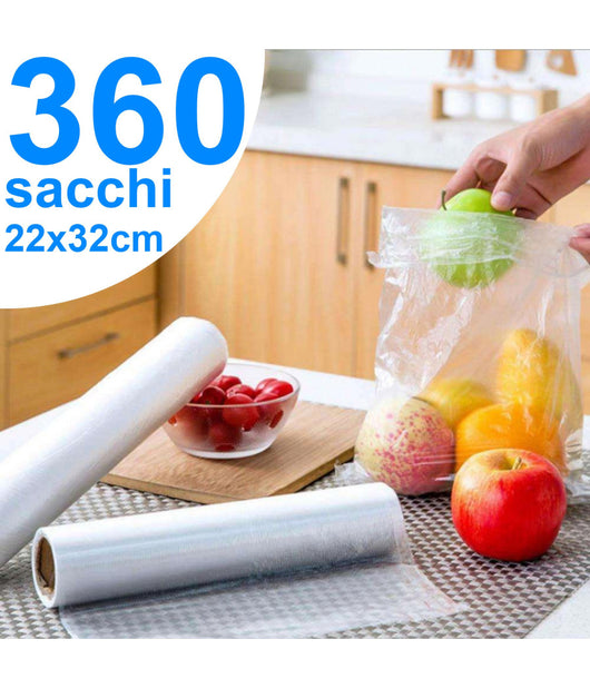 Rotoli Sacchetti Freezer Per Alimenti 360 Sacchi Congelatore Frigo 22x32cm Gelo         