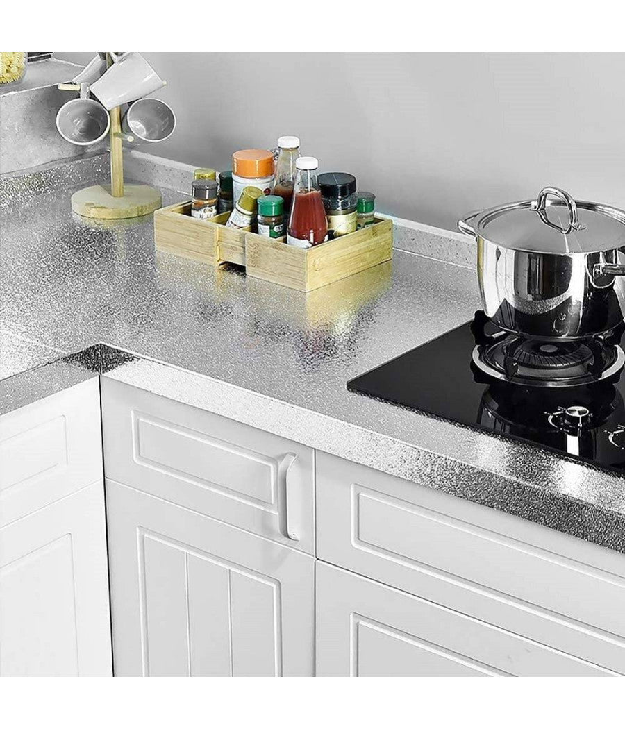 Rotolo Adesivo Alluminio 61cmx3mt Per Cassetti Mobili Armadi Parati Cucina 70504         