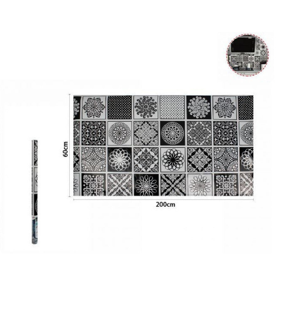 Rotolo Adesivo Muri Parete Carta Da Parati Adesiva 60cmx2mt Maioliche Nere 70858         