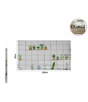 Rotolo Adesivo Per Muri Effetto Parete Con Piantine Carta Parati 60cmx2mt 70864         