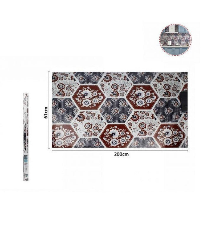 Rotolo Adesivo Per Muri Parete Carta Da Parati 61cm X 2mt Esagoni Floreali 70859         