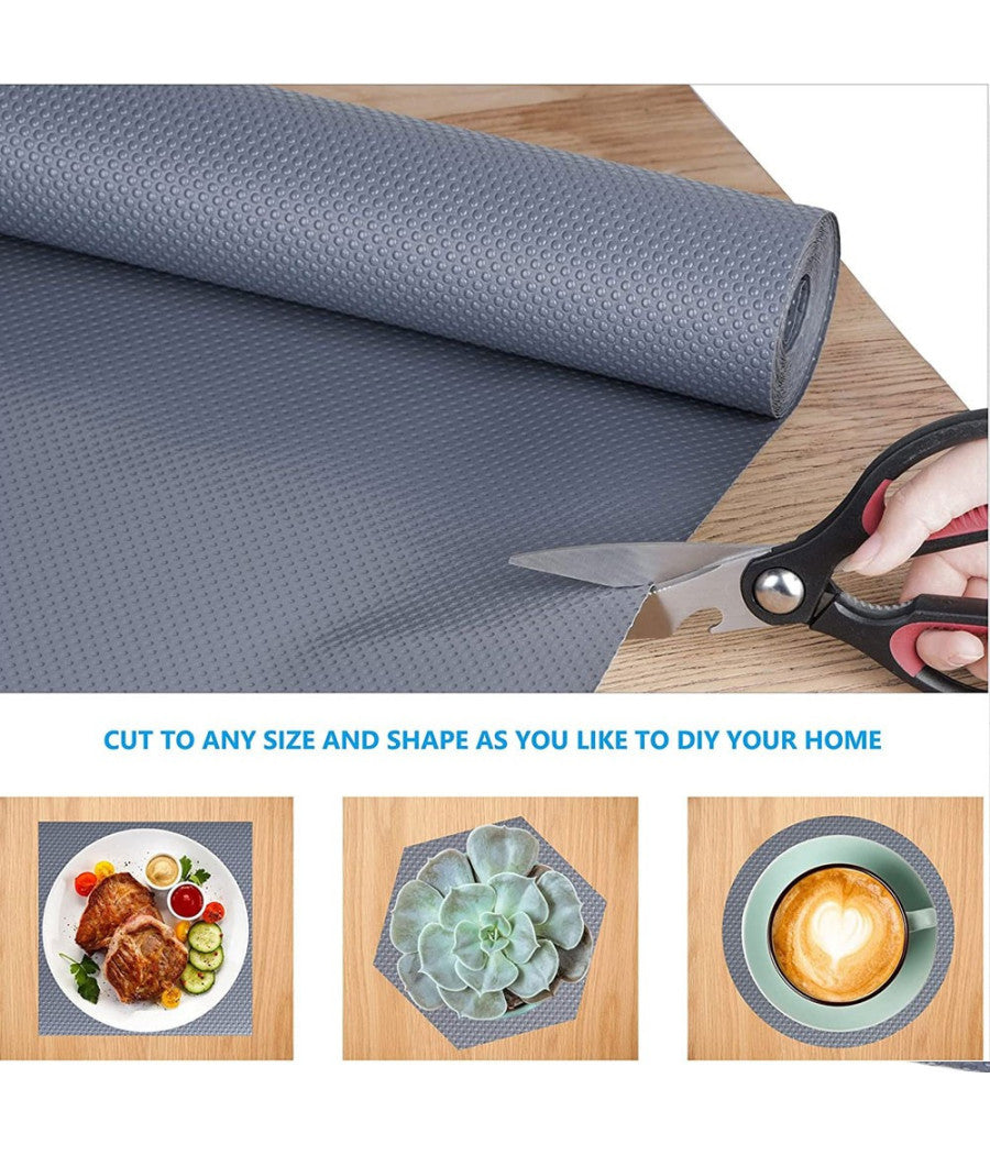 Rotolo Antiscivolo Per Cassetti Frigo Mobili Scaffali Anti Umidità  Grigio 45x100         