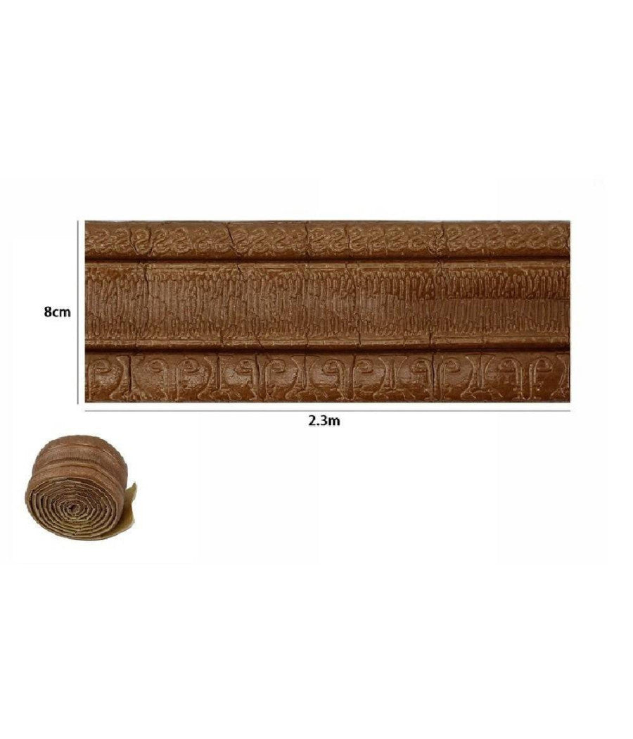 Rotolo Carta Adesiva Per Parati Mobili Greca Stampa 3d Marrone 8cm X 2.3mt 69219         