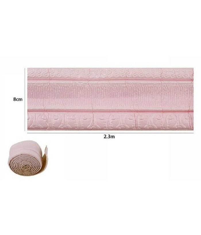 Rotolo Carta Adesiva Per Parati Mobili Greca Stampa 3d Rosa 8 Cm X 2.3 Mt 69217         