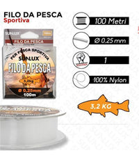 Rotolo Lenza Filo Da Pesca Bobina Da 100 Metri Diam 0,25mm Resistente In Nylon         