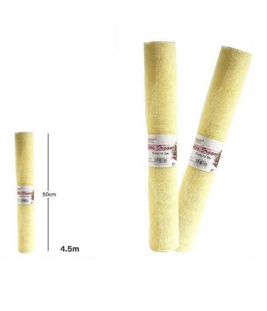 Rotolo Nastro In Organza Giallo Fiori Bomboniere Hobby Misura 50cm X 4,5mt 63616         