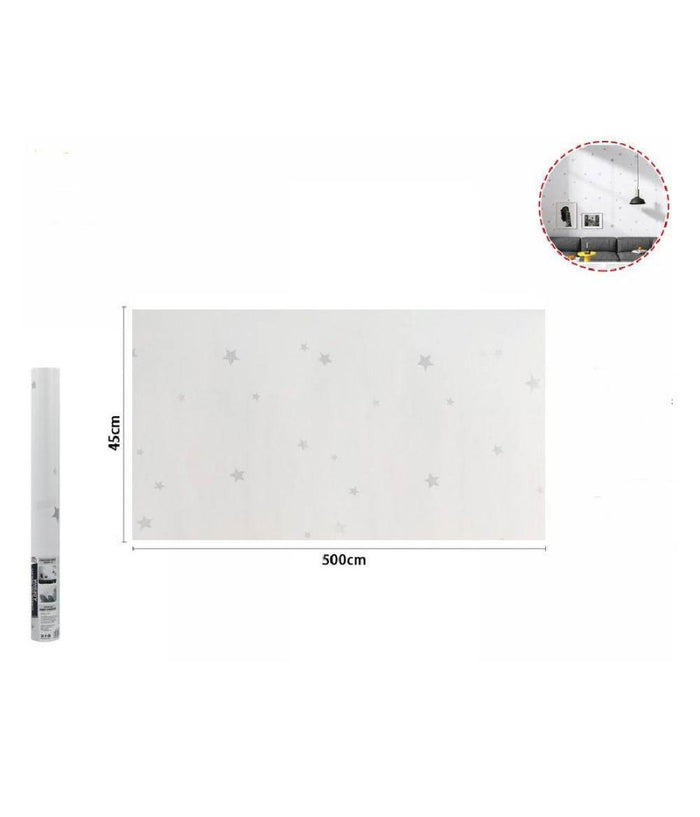 Rotolo Pellicola Adesiva Bianca Con Stelle 45cmx5mt Mobili Carta Da Parati 71130         