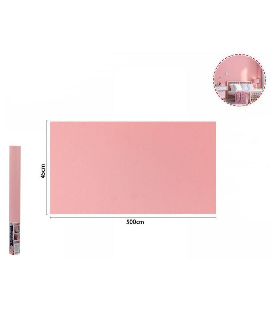 Rotolo Pellicola Adesiva Colore Rosa 45cm X 5mt Per Mobili Carta Da Parati 71124         